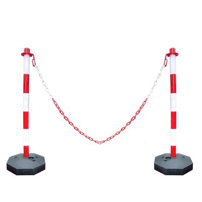 China Size 830mm Plastic Red And White PE Plastic Barrier Bollard Chain Crowd Control Post for sale