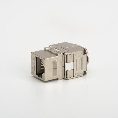 China Zinc alloy trapezoidal free type rj45 network jack cat5 tool module 180 degree shielded for sale