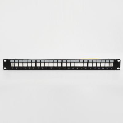 China Network Cabling System Best Selling 1u 24 Left Blank Patch Panel Shielded With Back Bar for sale