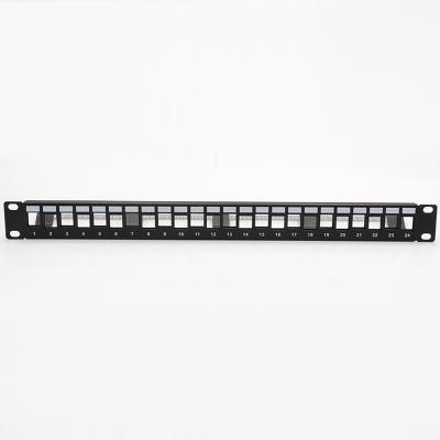 China Network Cabling System Networking 1u 24 UTP Left Blank Patch Panel With Back Bar for sale