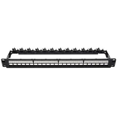 China Blank port network cabling system 24 cat.6a network patch panel utp 1u 19 loaded with back bar for sale