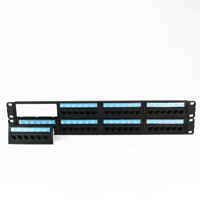 China Network Cabling System Cat.6A UTP 48 2U Port RJ45 Modular Industrial Industrial Removable Patch Panel Plastic for sale