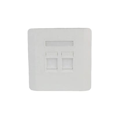 China Network Cabling System 86 Type - 2 Port Network Cat6 RJ45 Trapezoidal Wall Faceplate Beveled Dual Port Faceplate for sale