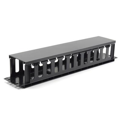 China Network Cabling System 2U 12 Port 19 Inch Cable Manager Horizontal Plastic ABS 12 Slots Cable Management for sale