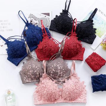 China QUICK DRY bra and panties set sexy lace triangle cup bra thin girl underwear lift up bra set for sale