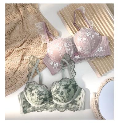 China Wholesale Lady Bralette Underwear Water Bra Woman Bra And Panties Set With Transparent Lace Push Up Bra Lingerie Set for sale