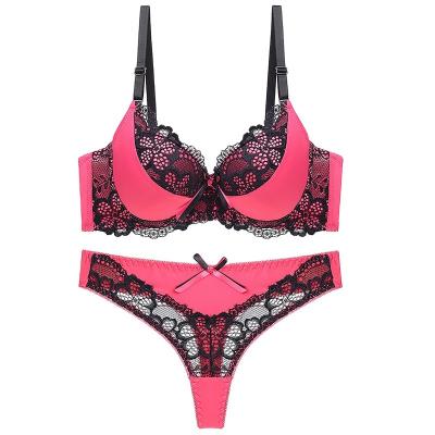 China Factory New Fashion Flower Lace Flower Bra Sexy Underwear Women Bra Set Breathable Wholesale Thongs Panties for sale