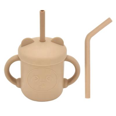 China Eco-Friendly Silicone Animal Baby Cup Food Grade Silicone Baby Shape Eco-Friendly Infant Training Feeding Cups With Lid for sale