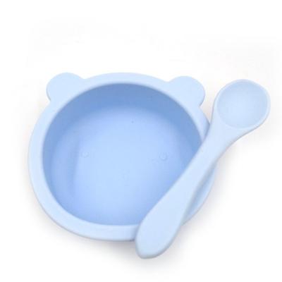 China Good Quality Dishwasher Safe Silicone Food Grade Soft Suction Bear Baby Spoon Baby Bowl for sale