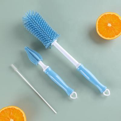 China Food Grade Eco-friendly Silicone Cup Brush Multifunctional Stocked Bottle Sweep Long Handle Straw Brush Cleaning Bottle for sale