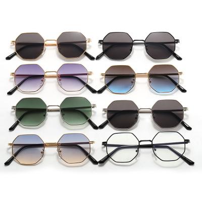 China Fashion Sunglasses Shape Polygon Sunglasses Men Vintage Octagon Metal Sunglasses For Women Luxury Brand Sun Glasses for sale