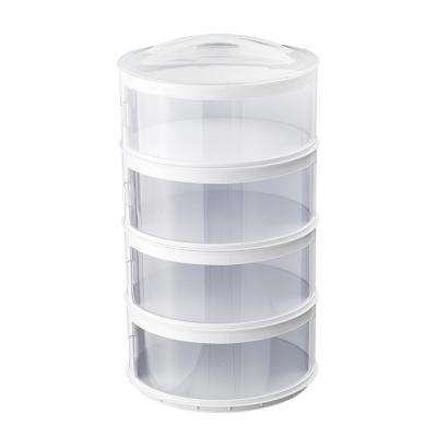 China Cheap Sustainable Plastic Household 4 Tier Dish Storage Rack Dish Storage Container Stackable Box Keep Warm Heat Preservation for sale