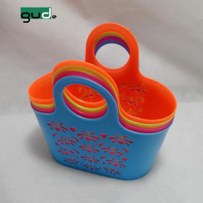 China Variety Swing Tag Variety Sundries Carry Shopping Basket PE Selling Basket Soft Natural Plastic Viable Storage Baskets 31*16*27cm for sale