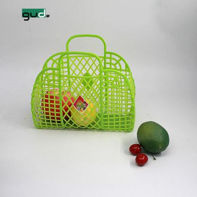 China Small sustainable plastic folding basket with hand for sale