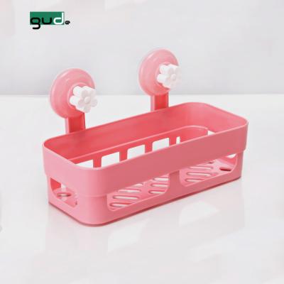 China 2020 Wall Mounted Plastic Sucker Rectangle Sucker Storage Rack Bathroom Shelves Sustainable Bathroom Shelves for sale