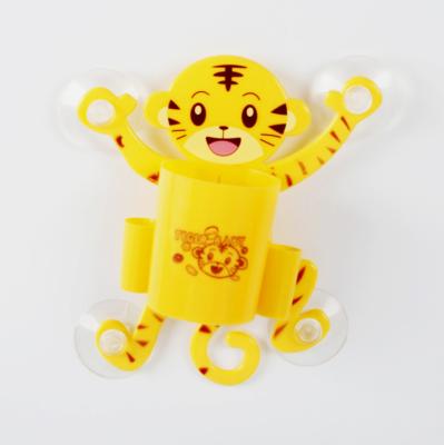 China 2020 Cute Viable Cartoon Kids Wall Sticking Plastic Toothbrush And Toothpaste Holder With 4 Suction Cups for sale