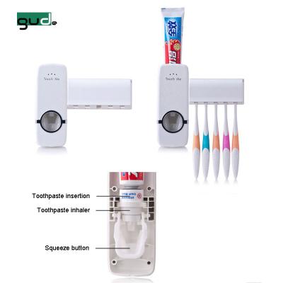 China Sustainable Christmas Sale Bathroom Toothpaste Dispenser Toothbrush Holders Set With 4 Toothbrush Holders for sale