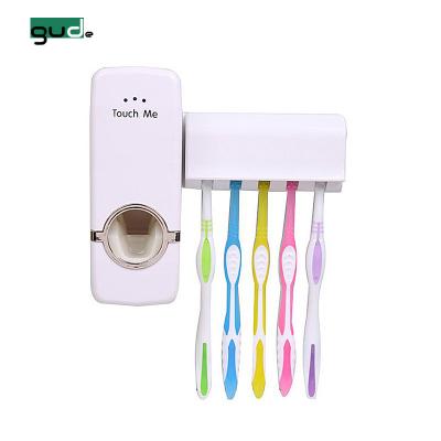 China 2020 Sustainable Wall Mount Automatic Bathroom Household Toothpaste Dispenser with Toothbrush Holder Set, Dustproof Toiletries Set for sale