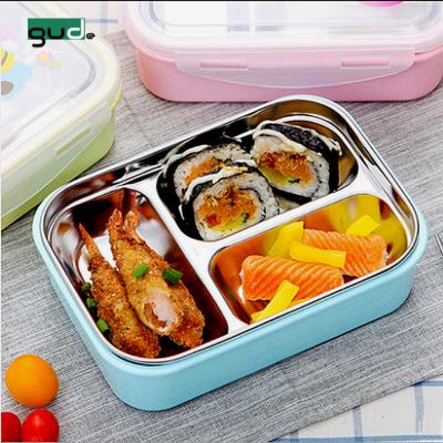 China Freshness Preservation 800ML 3 Compartment Kids 304 Stainless Steel Lunch Box Bento Container for sale