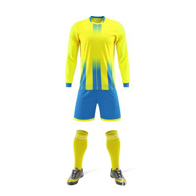 China Factory Wholesale High Quality Long Sleeve Yellow Soccer Jersey Sets for sale