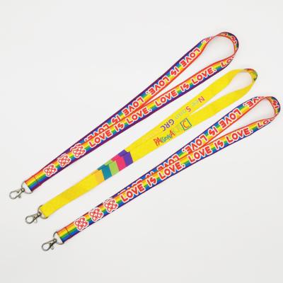 China Advertising factory supply discount price custom dye sublimation rainbow polyester lanyard for sale