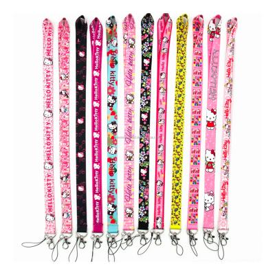 China Factory Price Daily Wholesale Polyester Material Hello Kitt-y Wrist Strap Lanyard for sale