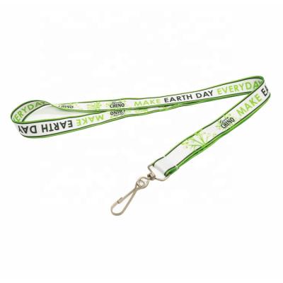 China ID card badge holder green and white cheap price heat transfer printing polyester lanyard neck strap for sale