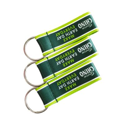 China Daily Custom Logo Bright Color Size Polyester Sublimation Printing Green Short Key Chain Lanyard With Keychain for sale