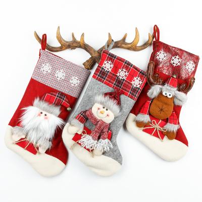 China Stereoscopic Santa Claus Christmas Big Stocking Gift Sack Christmas Jars Candy Sack Christmas Ornament for sale