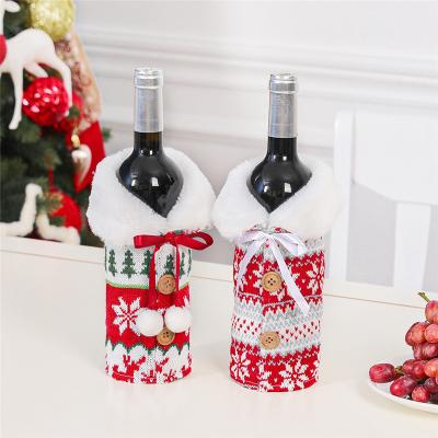 China SJ0950 Polyester Christmas Decorations Mini Sequin Bag Christmas Gift Bag Christmas Wine Bottle Cover for sale