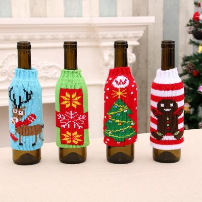 China High End Christmas Knitted Deer Tree Wrap Beer Bottle Cover Tableware Bottle Ornaments SJ0579 for sale