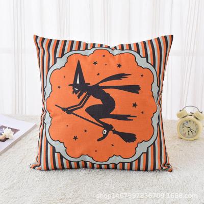 China BSCI SJ0971 modern cheap linen fabric square cushion cover Halloween home ornaments pumpkin print tiles for sale