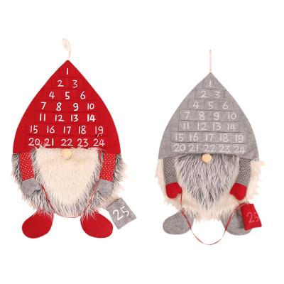 China BSCI SJ0937 Modern Indoor Christmas Ornament Hanging Plush Long Beard Santa Claus Designed Advent Calendar for sale