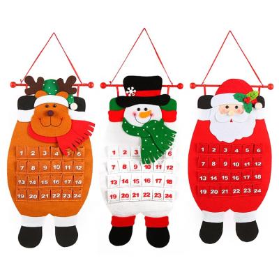 China Santa Claus SJ0550 Christmas Wall Hanging 24 Letters Pocket Red Santa Felt Christmas Tree Reindeer Calendar for sale