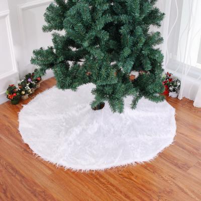 China BSCI SJ0438 Modern Indoor Tree Ornaments Super Soft Pure White Long Plush Christmas Tree Skirt for sale