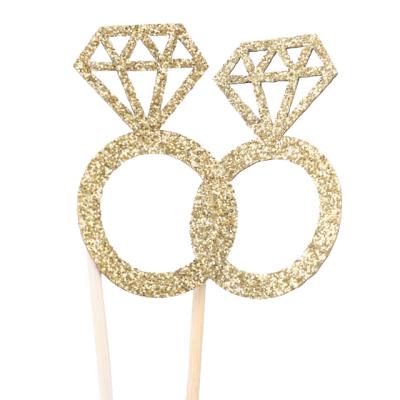 China Eco-Friendly Gold Cake Decorations Cake Topper Birthday Party Materials Diamond And Ring Shapes Kids Topper Cake Princess for sale