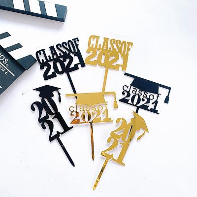 China New Class of 2021 Modern Acrylic Cake Topper Cake Topper Graduation Party Cake Decorations for sale