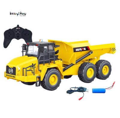 China New 2022 KYK Toy Huina 1594 Alloy Rc Dump Car Truck Metal Driver Construction Vehicle Engineering App Controlled Toy for sale