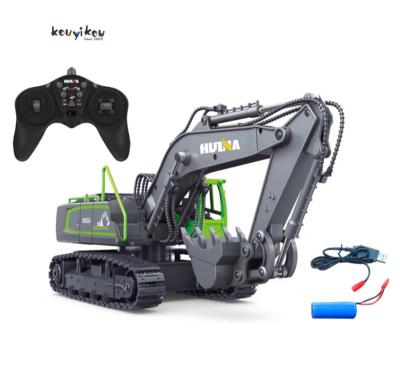 China 1:18 scale 11 scale automatic return channel KYK semi-alloy excavator remote control huina 1558 crawler wheel engineering vehicle toys for sale