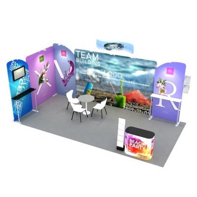 China Trade Fair Display Remade Standard Popular Aluminum Tube Tension Fabric 10x20ft Modular Portable Trade Show Exhibit Booth for sale