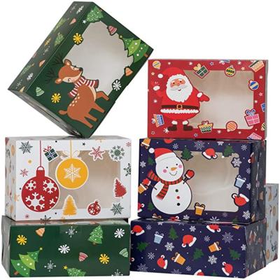 China Recycled Materials Kraft Paper Box Christmas Candy Box With PVC Window Cookie Box Bread Food Packaging Without Ribbon for sale