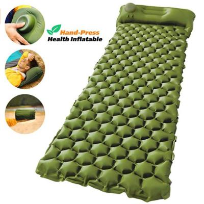 China Multi Color Fast Inflate Ultralight Camping Mattress Boosting Self Sleep Outdoor Folding Inflatable Camping Mat With Pillow for sale