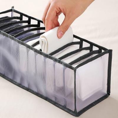 China Foldable Underwear 6/7/11 Mesh Bra Storage Box Household Wardrobe Bedroom Socks Drawer Storage Box for sale