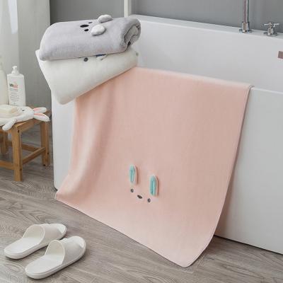 China Quick-Drying Hair Dryer Hypoallergenic Super Soft Luxury Thickened Turban To Keep Warm Sexy Coral Fleece Bath Towel Cute Rabbit Ears Support Ears for sale