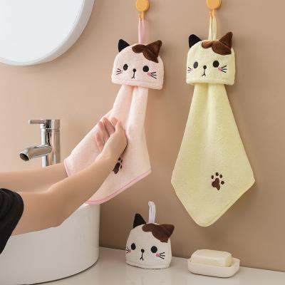 China 2021 Safe For Children New Super Absorbent Hand Towel Hanging Dry Clean Cute Hand Towel Kitchen Bathroom Small for sale