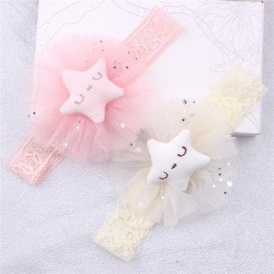 China 2021 Smart Casual Children's Tis Headband Baby Headband Diy Rhinestone Tulle Lace Net Red Female Hair Accessories Traceless for sale