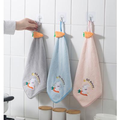 China Cartoon Coral Velvet Handkerchief Quick-Dry Household Kitchen Towel Absorbent Hand Towel Hanging Towel Child Safe Small for sale