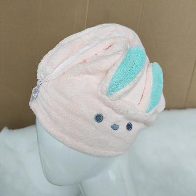 China New Cartoon Rabbit Ears Dry Hair Hat Micron Yarn Triangle Towel Shower Hat Fleece Absorbent Dry Hair Viable Coral Towel Wrapped Hair Bu for sale