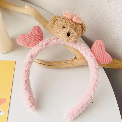 China New Smart Casual Korean Girl Cute Cartoon Bear Doll Headband Plush Hairband Headband Fashion Hair Accessories for sale