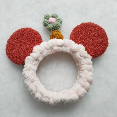 China Fashion LRT Plush Headband Women Cute Girls Mickey Face Wash Headdress Elastic Custom Wholesale Casual Smart Floret Headband for sale